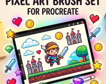 Procreate Pixel Art Brushes | Retro Game, Icon, Sprite Design Bundle (Digital Download)