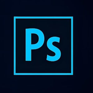 May include: A bright cyan square icon featuring the letters Ps in a bold, sans-serif font centered within a matching cyan square border, all set against a solid, dark navy blue background. The design is clean, geometric, and high-contrast.