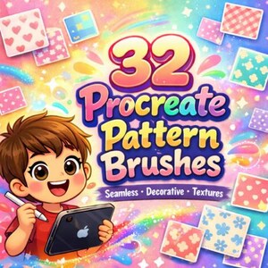 32 Procreate Pattern Brush Set | Seamless Textures, Decorative Designs for iPad Artists image 2