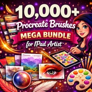 10000+ Procreate Brushes Mega Bundle  | Massive Digital Art Toolkit Sketch, Paint,Texture For Artists