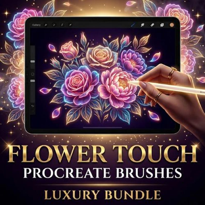 Procreate Flower Touch Brushes Bundle | Floral Stamp Botanical Kit for ...
