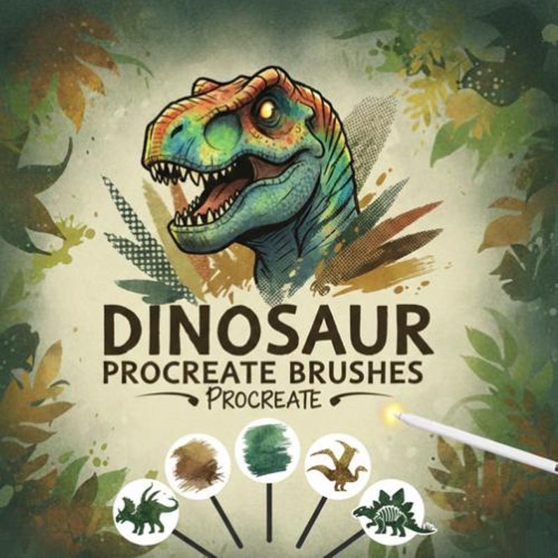 Dinosaur Procreate Brushes Bundle | Jurassic Creatures, Fossils ...