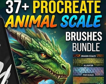 37+ Procreate Animal Scale Brushes Bundle | Dragon, Reptile, Fish, Snake & Fantasy Creature Texture Brushes