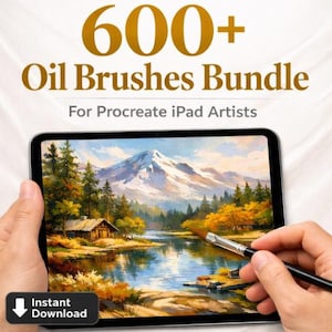 600+ Realistische Ölpinsel für Procreate iPad Künstler (Digitaler Download)