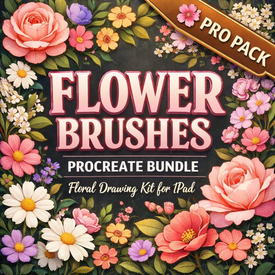 Procreate Flower Touch Brushes Bundle | Floral Stamp Botanical Kit for ...