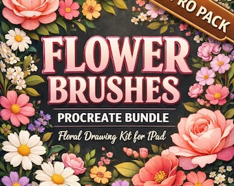 Procreate Flower Touch Brushes Bundle | Floral Stamp Botanical Kit for iPad