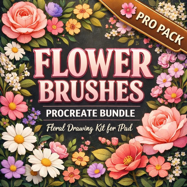Procreate Flower Touch Brushes Bundle | Floral Stamp Botanical Kit for ...