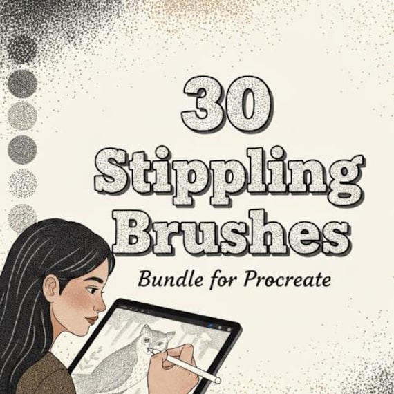 30 Procreate Stippling Brushes Set | Professional Dot Shading, Texture Brush Set for iPad Artist