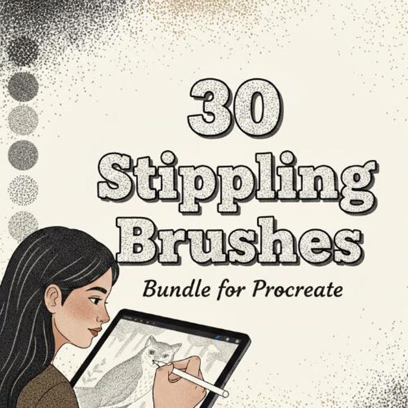 30 Procreate Stippling Brushes, Dot Shading Brush Set (digital Download ...