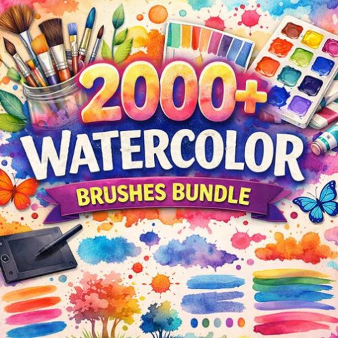 2000 Watercolor Procreate Brushes | Realistic iPad Brush Set (digital ...