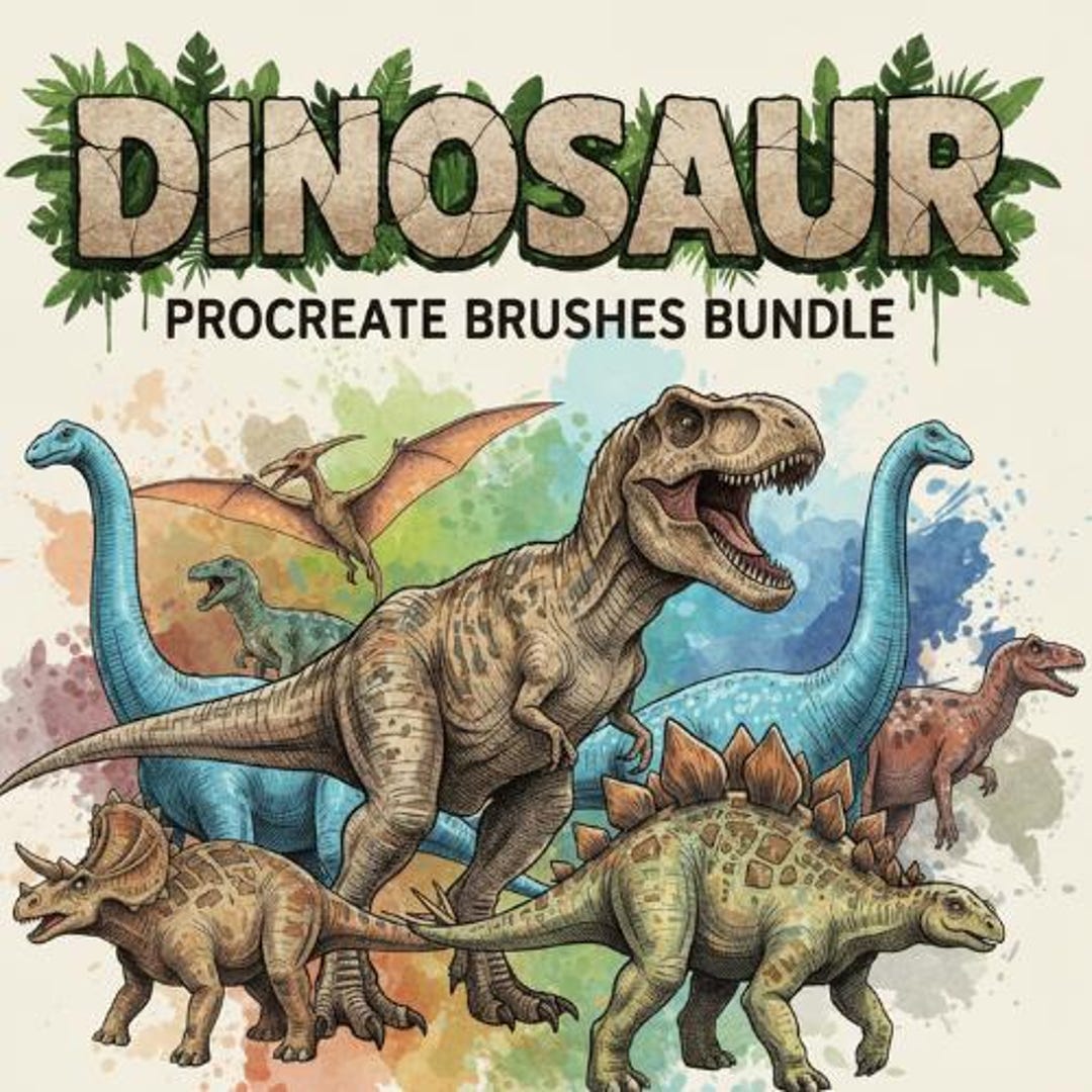 Dinosaur Procreate Brushes Bundle | Jurassic Creatures, Fossils ...