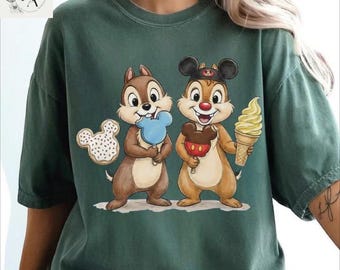 Chip and Dale Disneyland Snack Shirt, Disney Park Ice Cream Tee, Chip n Dale Magic Kingdom Castle T-Shirt, Disney Vacation Foodie Outfit