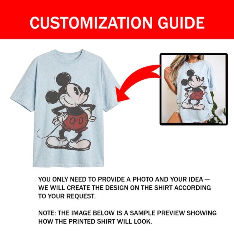 The image is a sample preview showing how the printed shirt will look, and it is not a full-color image.