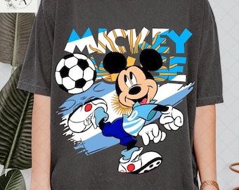 Mickey Mouse Soccer Shirt Argentina Mickey Soccer Tee Disney Soccer Fan Shirt Mickey Football Graphic Tee