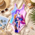 KPOP Demon Hunters Swimsuit for Girls, Cute Anime Style One Piece Kids Swimwear, Kpop Cartoon Bathing Suit, Summer Beach Outfit