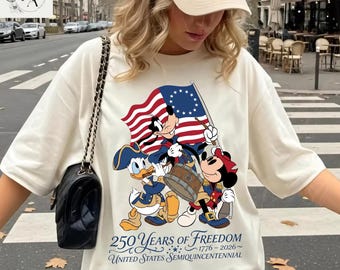 Mickey And Friends 250 Years Shirt, Custom Patriotic Cartoon Tee, United States Semiquincentennial, July 4th 1776 2026 T-shirt