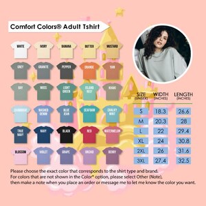 The image is a collage of various adult t-shirt colors and sizes, along with a photo of a woman wearing a gray sweater. The image includes a list of different t-shirt colors and sizes, as well as a photo of a woman wearing a gray sweater.