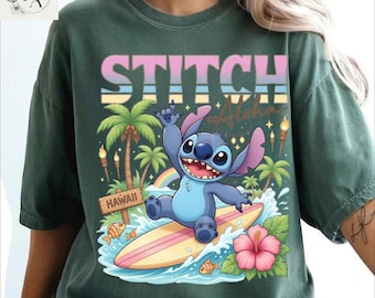 Retro Stitch Aloha Tropic Surf Comfort Colors Shirt Island Vacation Tee