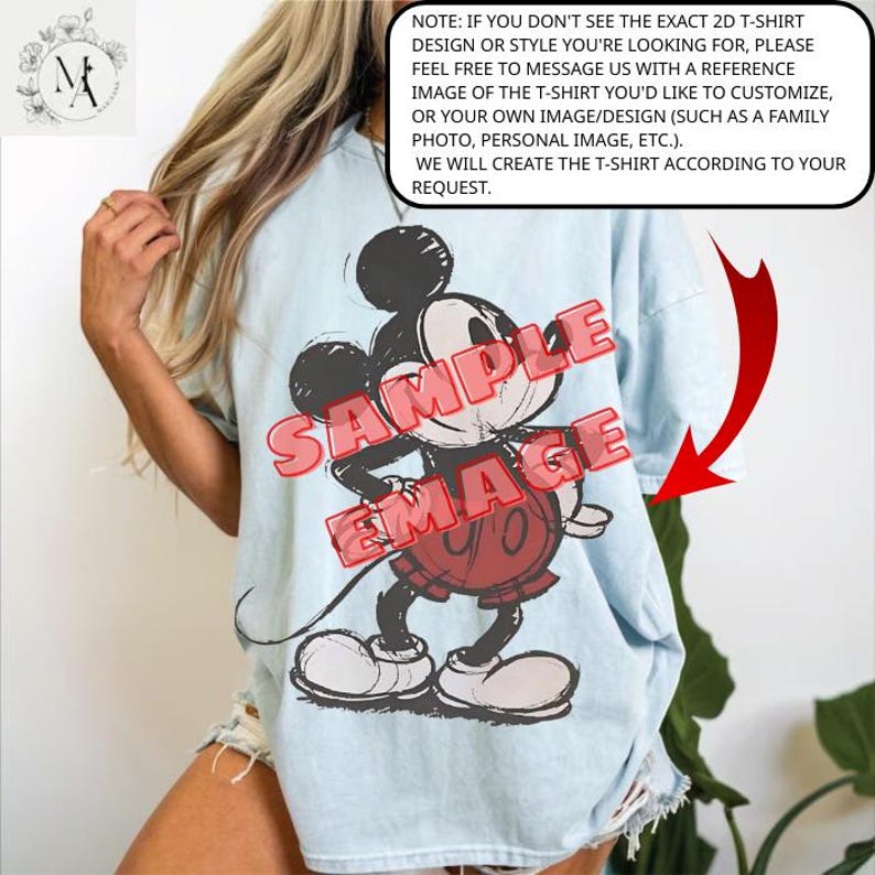 a person wearing a Mickey Mouse t-shirt.