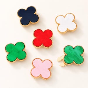 Gemstone Button Covers – Clover Petal Rhinestones – Handmade Metal Studs – 2025 Summer Earthy Chic – Gift with Meaning