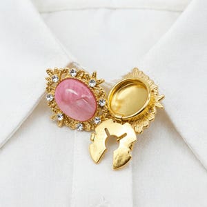 Vintage Brass Enamel Cloud Gradient Stone Button Covers, Crystal Trim Clip On Shirt Collar Ornaments for Women Men(1 pair)