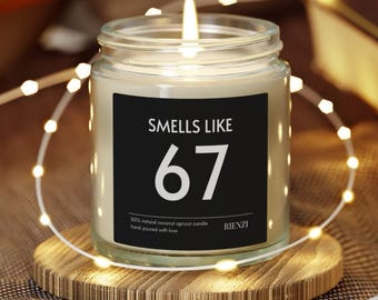 Smells Like 67 Scented Candle, Six Seven Funny Gag Gift For Couples, Cheeky Humor Candles 6 7 Sarcastic Teenager Gifts, Valentine's Day Joke