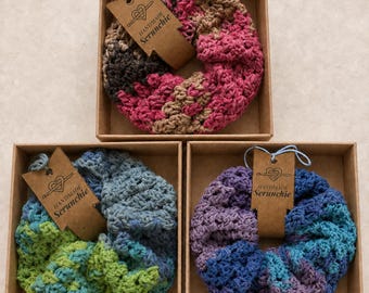Oversized Crochet Scrunchie, Colorful Handmade Hair Tie, 5.5 Inch Jumbo Scrunchie, Gift Box Included, Gift for Her