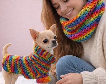 Bijpassende set voor hond en baasje – hondenoutfit met sjaal voor hondenmama en hondenpapa | Valentijnsdagoutfit, puppycadeau, cadeau voor dierenliefhebber