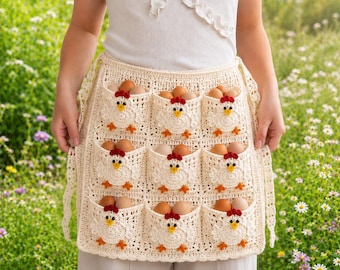 Crocheted Egg Apron, Country-style Egg Collecting Apron, Cottagecore Style Egg Pouch Apron, Handmade Gift, Gift For Chicken Lovers