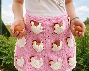 Crochet Egg Gathering Apron, Egg Collecting Apron, Handmade Chicken Hen Apron, Egg Holder Apron, Farmhouse Gift for Chicken Lovers