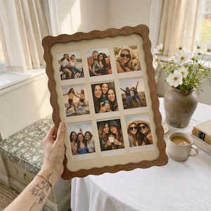 Mini Collage Scalloped Wavy 2x3 Bilderrahmen für Boho Dekor, Vintage Rahmen mit 9 Öffnungen für die Galeriewand, Geschenk zum Muttertag