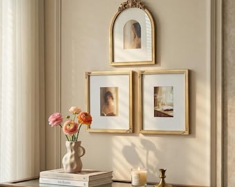 Vintage Gold Ornate Picture Frame Set, 5x7 Baroque Victorian Style Photo Frame for Tabletop & Wall Decor, Antique French Home Decor