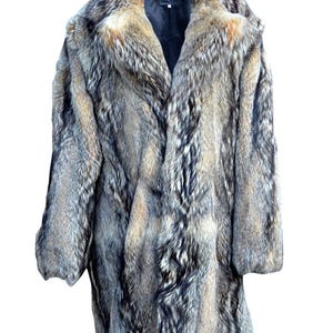 Men&#39;s Real COYOTE Fur Long Full Length big tall 55&quot; Maxi Plus Coat All Sizes All colors Brand New with tags bespoke with COYOTE fur Hat