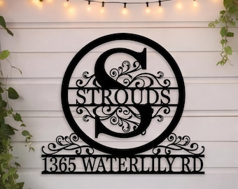 Custom Metal Address Sign, Personalized House Name Plaque, Outdoor Wall Art Decor, Split Letter Monogram House NumberSign, HousewarmingGift