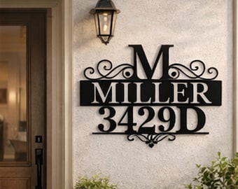 Letrero metálico personalizado para la dirección, placa personalizada con el número de la casa, letrero moderno para la dirección de la casa, letrero personalizado con el nombre de la familia, regalo de decoración para nuevos propietarios.