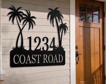 Benutzerdefinierte Hausnummer Plakette, Metall Adressschild für Outdoor, personalisierte Wohnkultur, einzigartige Mountain Art Adresse Plaque, kundenspezifische Metallschild Geschenk