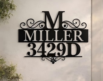 Custom Metal Address Sign, Personalized House Number Plaque, Modern Address Sign for House, Custom Family Name Sign, NewHomeowner GiftDecor