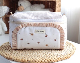 Estuche para toallitas húmedas y porta pañales para niña • Bolsa organizadora para cochecito • Bolsa con artículos esenciales para cambiar pañales