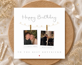 Personalised Birthday Card for Boyfriend, To The Best Boyfriend on Your Birthday, Polaroid Photograph Birthday Card for Boyfriend