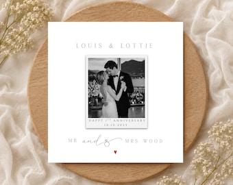 Carte photo personnalisée pour le 1er anniversaire de mariage, cadeau pour un an de mariage, souvenir d'anniversaire personnalisé