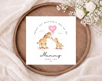 Tarjeta personalizada para el primer Día de la Madre como Mamá / Tarjeta personalizada para el Día de la Madre / Mamá y yo / Tarjeta de jirafa para el primer Día de la Madre / Tarjeta para mamá primeriza