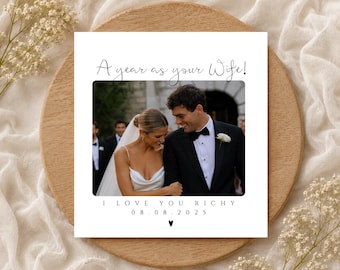 A Year as Your Wife, Happy 1st Anniversary Husband Photo Card, Personalised First Wedding Anniversary Card, One year anniversary gift
