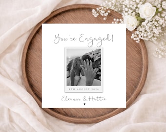 Personalised Polaroid Photo Engagement Card | You're Engaged, Congratulations on Your Engagement Card | Custom Couple Photo Date | Keepsake