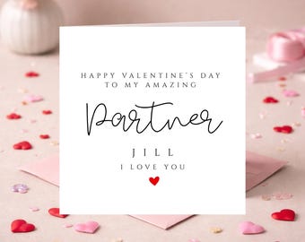 Personalised Valentine's Day Card for Partner Minimalistic | Amazing Partner | Aesthetic Valentine's Card | Valentine’s Day Gift Her or Him