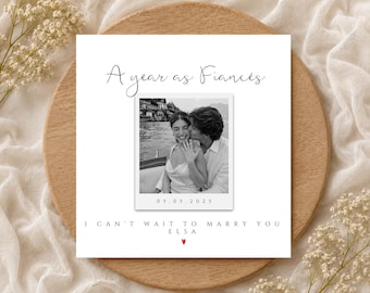 Personalised First Anniversary Engaged Card for Fiancé, Fiancé Engagement Anniversary Card, I can't wait to Marry you, Engagementaversary