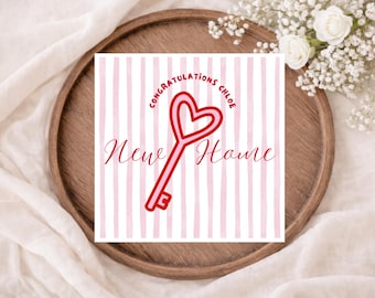 Personalised New Home Card | Custom Name Girly Housewarming Card | Congratulations on your New Home for Her | New Home Gift