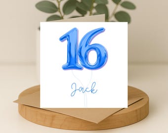 Personalised 16th Birthday Card | 16th Birthday Card for Son, Nephew, Friend | Custom Name 16th Birthday Card | Milestone Sixteen Card