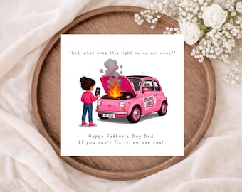 If Dad can't fix it no one can, Happy Father's Day Dad, Funny Happy Fathers Day Card for Dad Daddy Father Him, Car Dad Joke, From Daughter