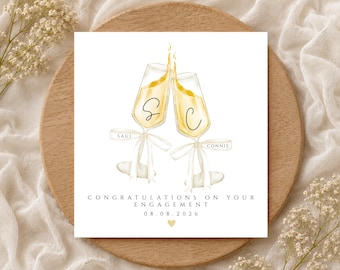 Custom Engagement Congratulations Card with Initials & Names | Congratulations on your Engagement | Personalised Fiancé Fiancée Card