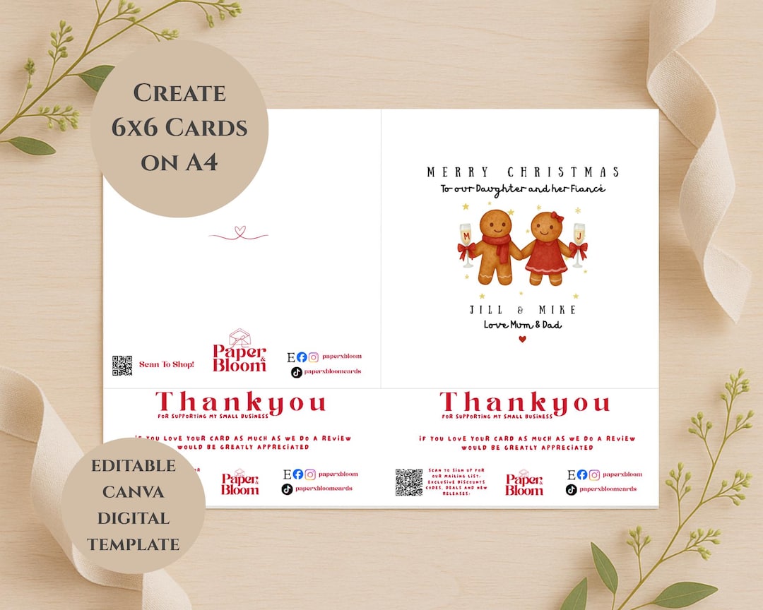 6x6 Greeting Card Template Best Selling Editable Canva Template A4